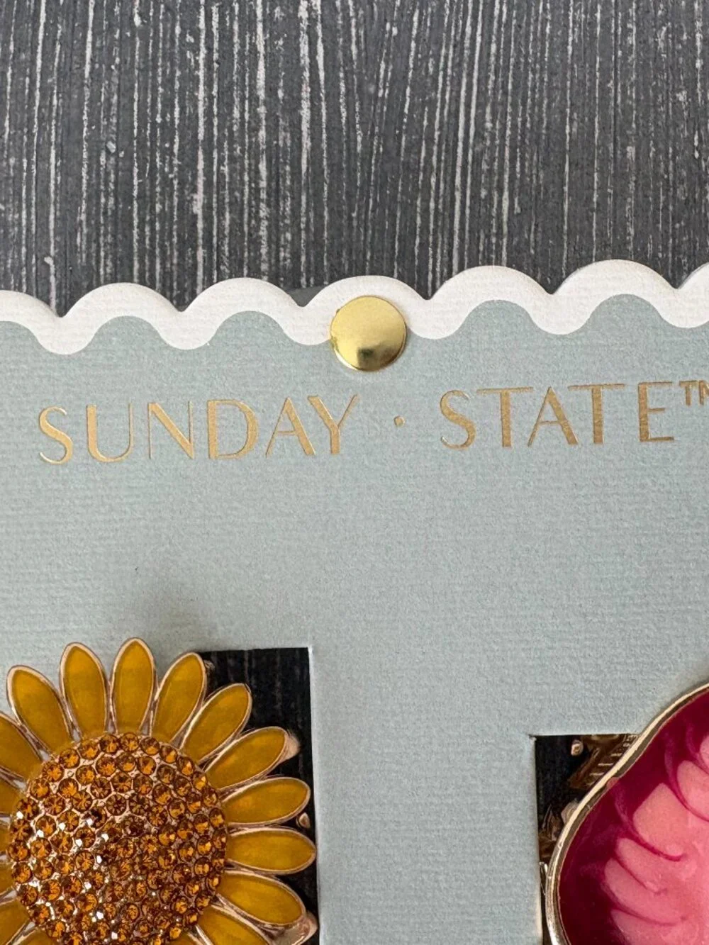 NWT - Sunday State Metal Hair Clip - Set of 2 - Sunflower and Mauve Calla Lily